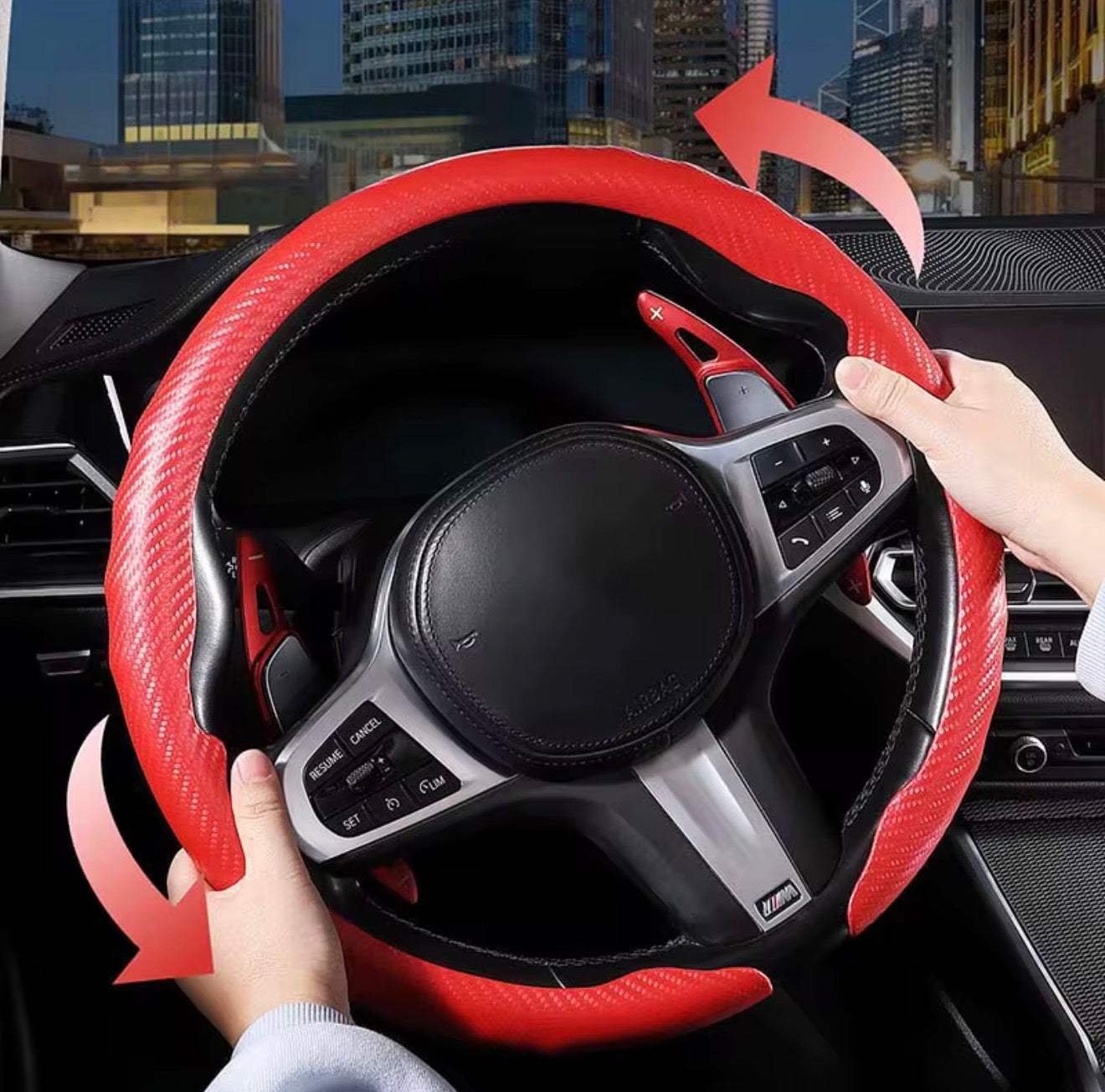 Premium Carbon Fiber Texture Steering Wheel Cover