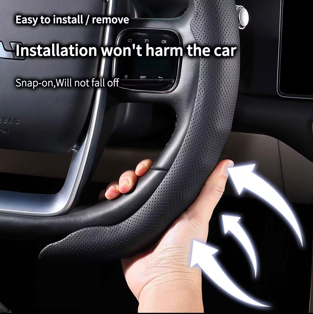 Premium D-Shape Pure Leather Steering Wheel Cover – R Style | Mercedes, Changan Eado & D-Shaped Steering Wheels | Now Available in Riyadh