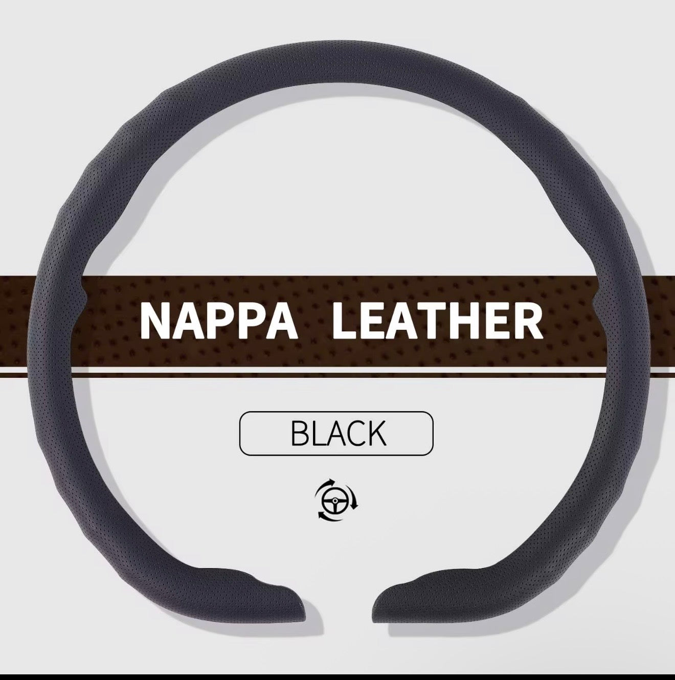 Premium D-Style Nappa Leather Steering Wheel Cover – Universal Fit | Soft, Anti-Slip & Comfortable Grip