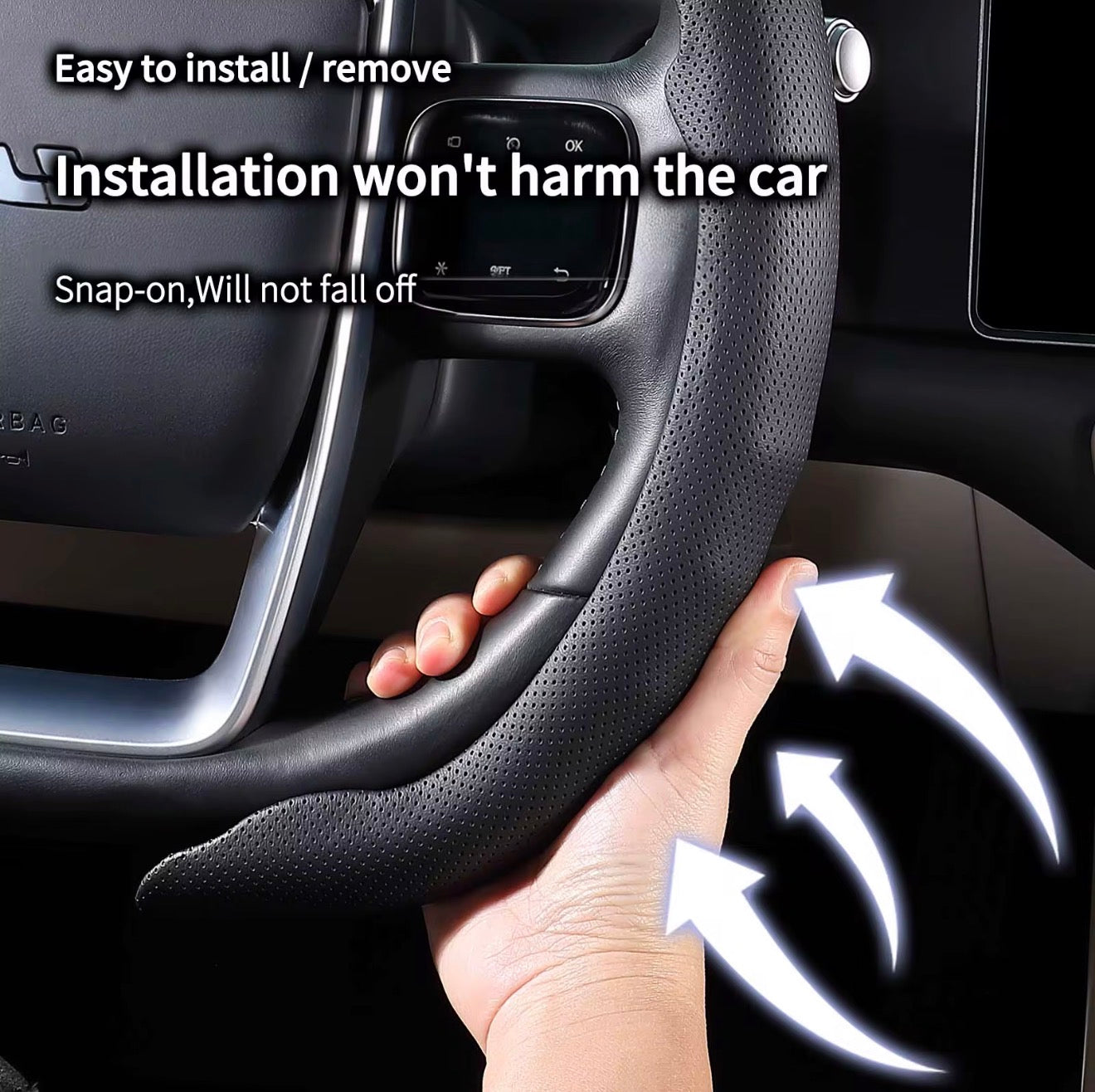 Premium D-Style Nappa Leather Steering Wheel Cover – Universal Fit | Soft, Anti-Slip & Comfortable Grip