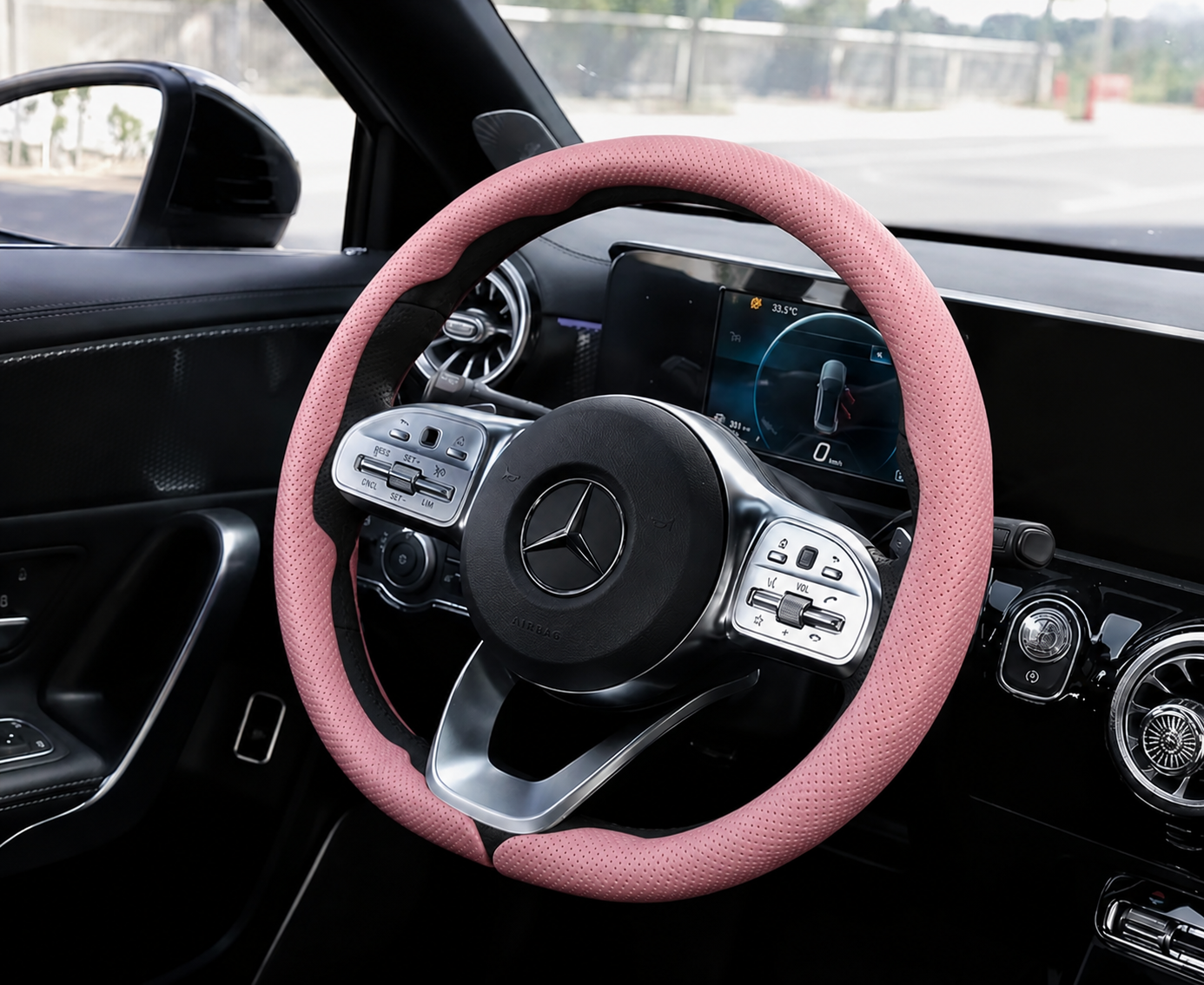 D-Shape Nappa Leather Steering Wheel Cover