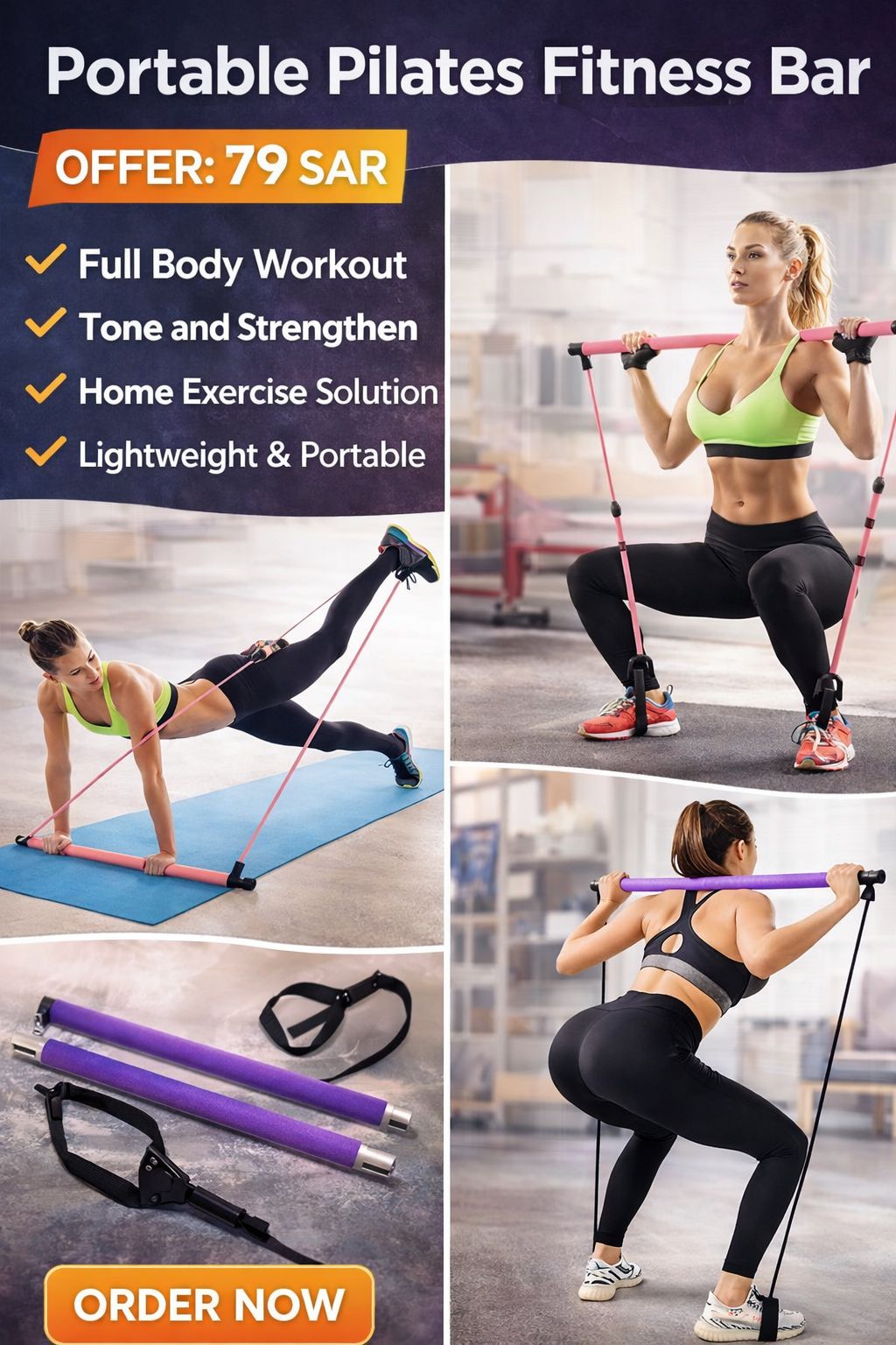 Portable Pilates Fitness Bar